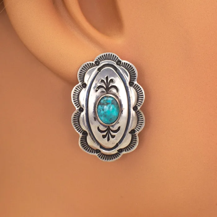Crown Jewels Coin Earrings Lloyd Nelson Rocking Horse Ranch Sterling Silver Earrings