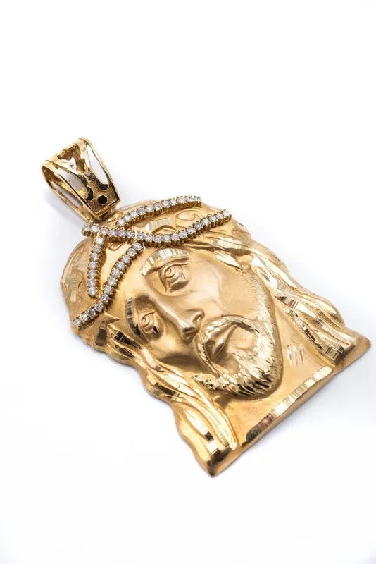 Crown Jewels Coin Jesus Crown of Thorns Gold and Diamond XL Pendant Necklaces