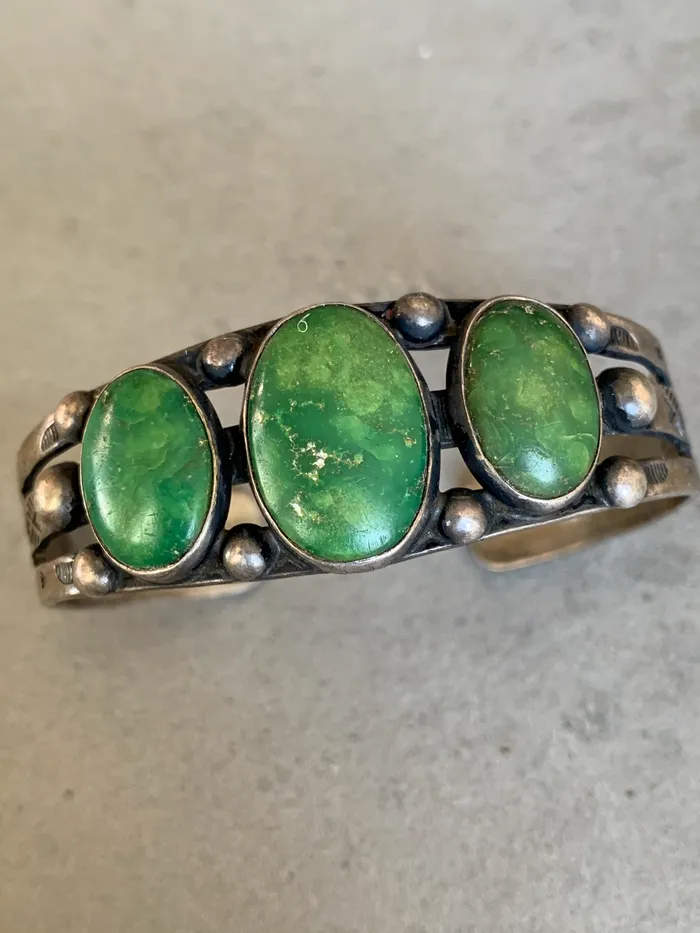 Crown Jewels Coin Maisel Fred Harvey Era Sterling Turquoise Cuff Necklaces