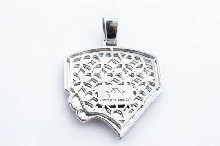 Crown Jewels Coin Necklaces PreOwned Custom UNM Lobos White Gold Diamond and red Enamel pendant