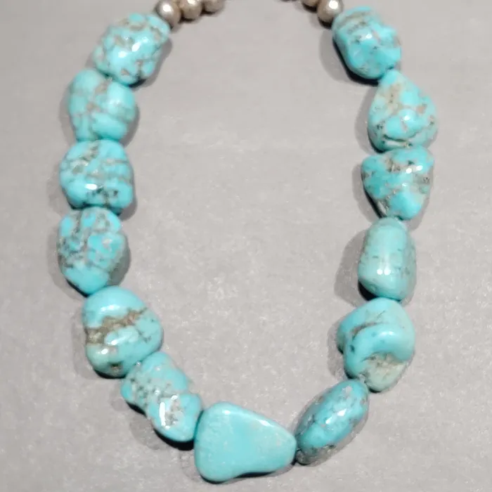 Crown Jewels Coin Necklaces Turquoise Nugget Sterling Silver Necklace Handmade Native American Crown Jewels Coin Necklaces Turquoise Nugget Sterling Silver Necklace Handmade Native American
