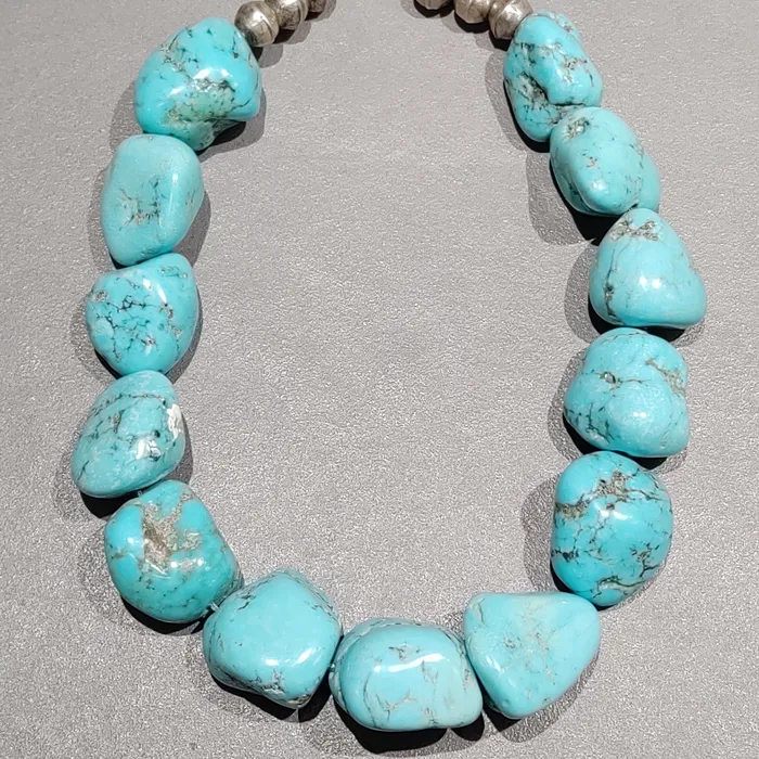 Crown Jewels Coin Necklaces Turquoise Nugget Sterling Silver Necklace Handmade Native American