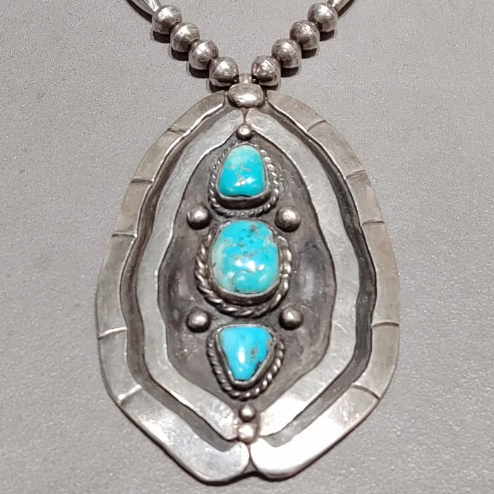 Crown Jewels Coin Necklaces Turquoise Pendant Sterling Silver Handmade
