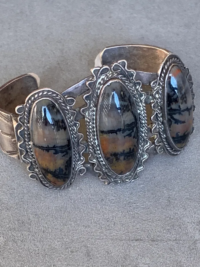 Crown Jewels Coin Petrified Wood BraceletFred Harvey Era Bracelets