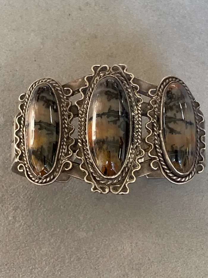 Crown Jewels Coin Petrified Wood BraceletFred Harvey Era Bracelets