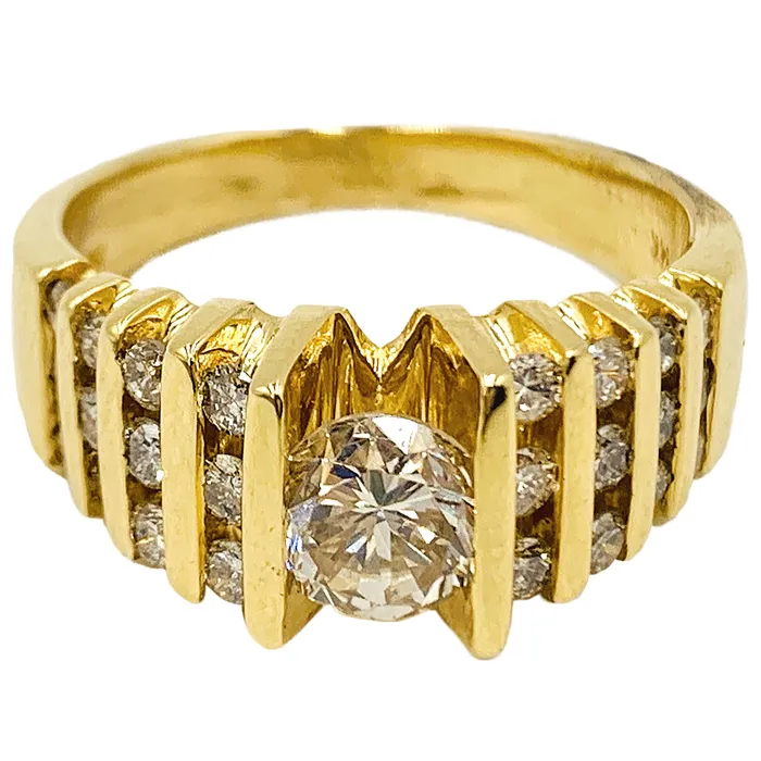 Crown Jewels Coin Rings 075ct center 14k yellow gold diamond ring 125ctw