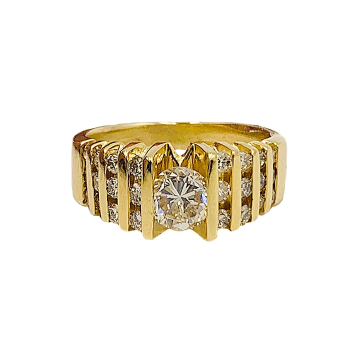 Crown Jewels Coin Rings 075ct center 14k yellow gold diamond ring 125ctw