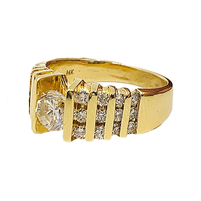 Crown Jewels Coin Rings 075ct center 14k yellow gold diamond ring 125ctw