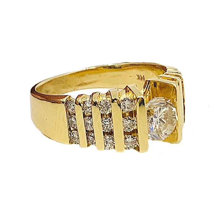 Crown Jewels Coin Rings 075ct center 14k yellow gold diamond ring 125ctw