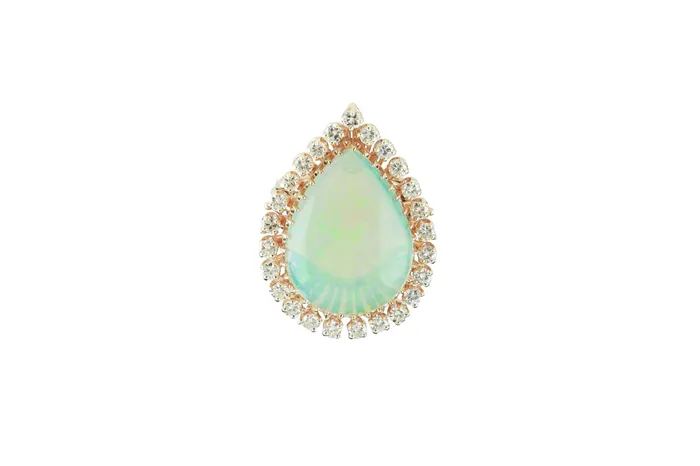 Crown Jewels Coin Rings 12 ct Opal Cabochon and Diamond Ring