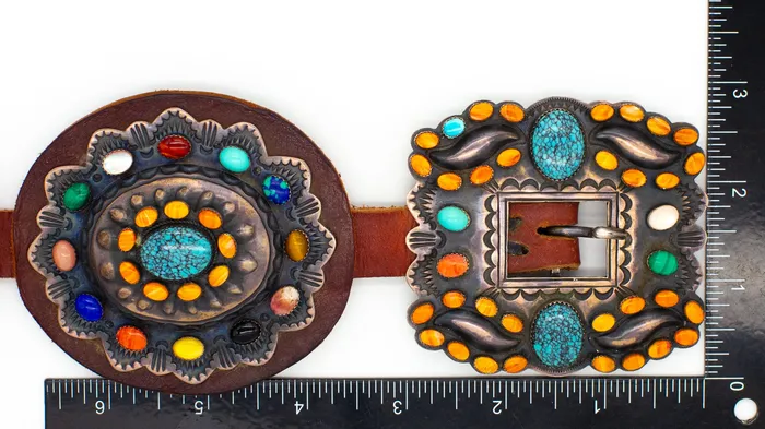 Crown Jewels Coin Rings Kirk Smith Vintage Sterling Silver MultiStone Concho Belt