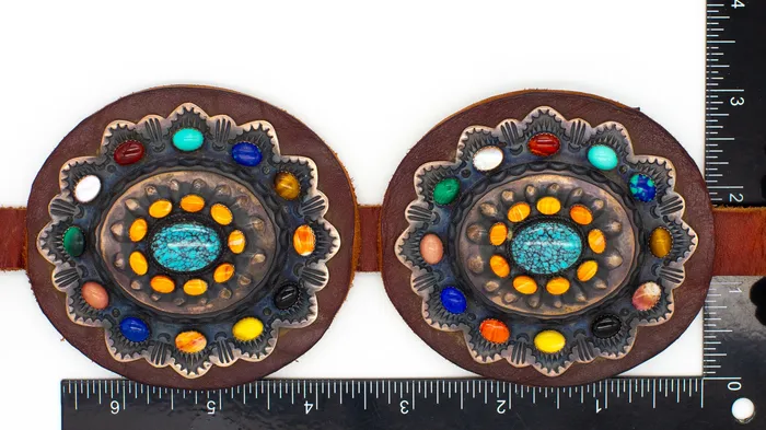 Crown Jewels Coin Rings Kirk Smith Vintage Sterling Silver MultiStone Concho Belt