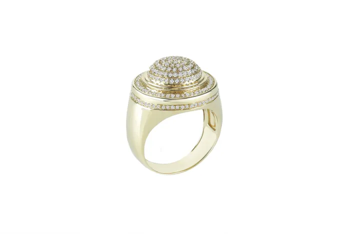 Crown Jewels Coin Rings Mens Cluster Pave Diamond Ring 125 ctw 14k Yellow Gold