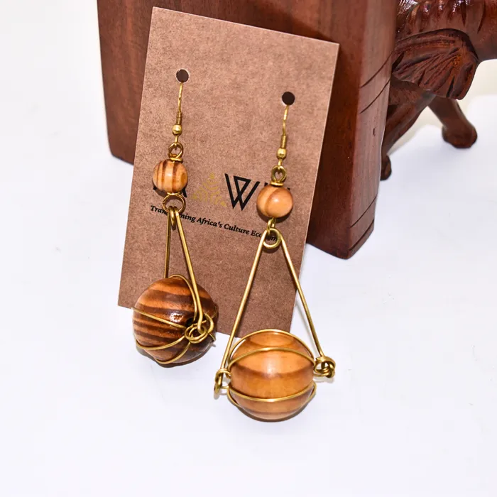 Culture Hub Earrings Dangling Brown Wooden Earrings
