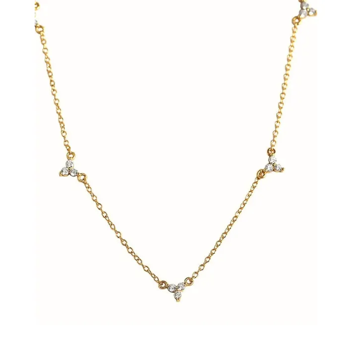Dainty flower pave necklace pau jewelry Necklaces