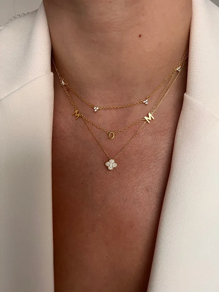 Dainty flower pave necklace pau jewelry Necklaces