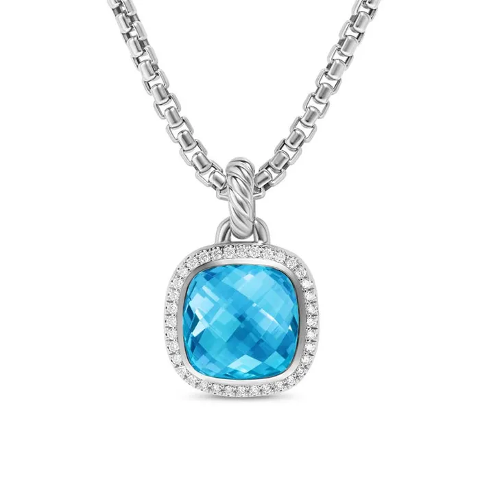 David Yurman Albion Pendant with Blue Topaz and Diamonds 11mm DAVID YURMAN INC Necklaces David Yurman Albion Pendant with Blue Topaz and Diamonds 11mm DAVID YURMAN INC Necklaces