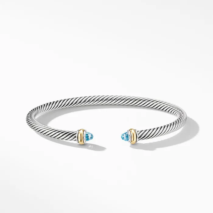 David Yurman Classic Cable Bracelet with 18K Yellow Gold and Blue Topaz 4mm DAVID YURMAN INC Bracelets David Yurman Classic Cable Bracelet with 18K Yellow Gold and Blue Topaz 4mm DAVID YURMAN INC Bracelets