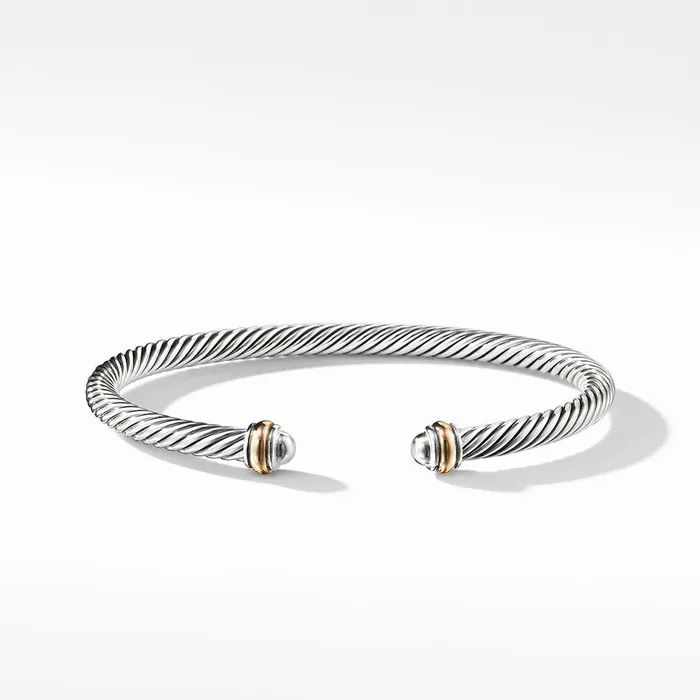 David Yurman Classic Cable Silver Dome Bracelet with 18K Yellow Gold 4mm DAVID YURMAN INC Bracelets David Yurman Classic Cable Silver Dome Bracelet with 18K Yellow Gold 4mm DAVID YURMAN INC Bracelets