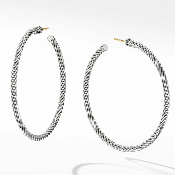 DAVID YURMAN INC David Yurman Cable Hoop Earrings in Sterling Silver 2 Earrings DAVID YURMAN INC David Yurman Cable Hoop Earrings in Sterling Silver 2 Earrings