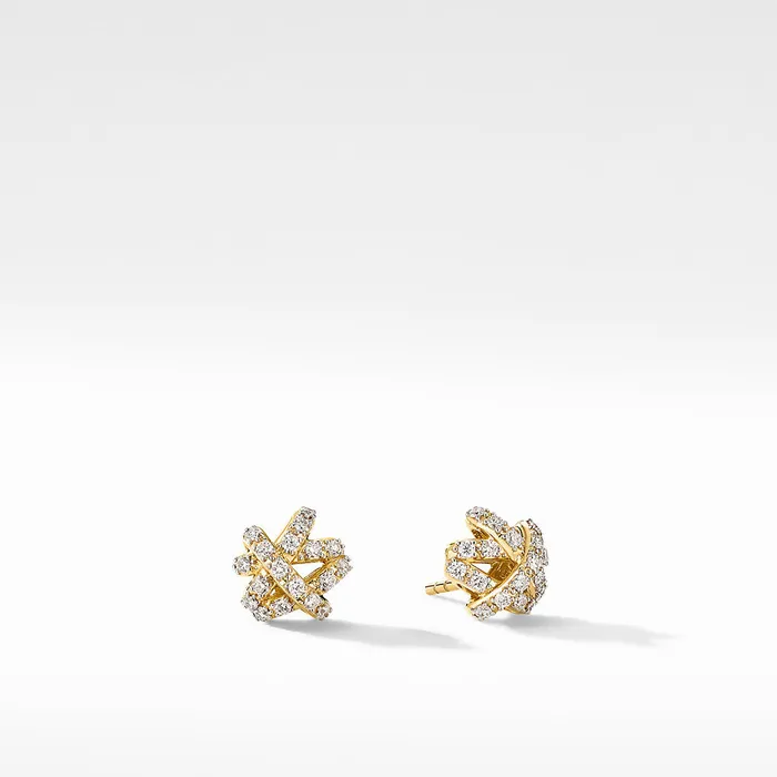 David Yurman Pave Crossover Stud Earrings in 18K Yellow Gold with Diamonds DAVID YURMAN INC Earrings David Yurman Pave Crossover Stud Earrings in 18K Yellow Gold with Diamonds DAVID YURMAN INC Earrings