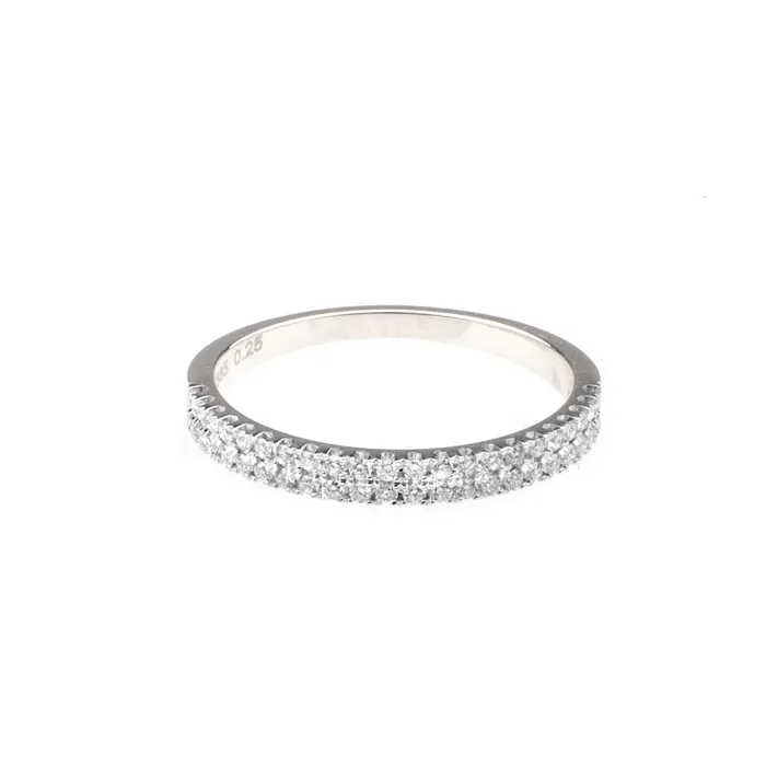 Diamond Double cigar ring in 14k White Gold Vivien Frank Designs Rings