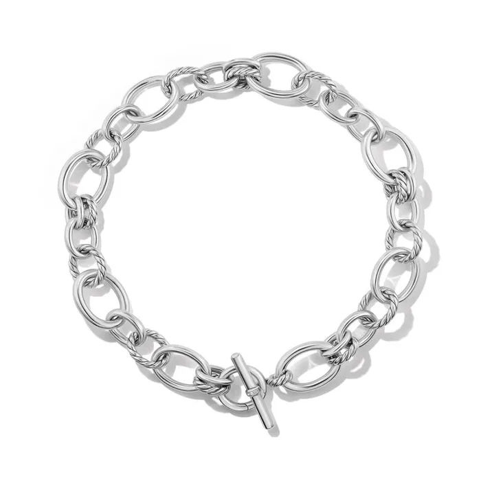 DY Mercer 19 Necklace in Sterling Silver with Pave Diamonds 25mm DAVID YURMAN INC Necklaces DY Mercer 19 Necklace in Sterling Silver with Pave Diamonds 25mm DAVID YURMAN INC Necklaces