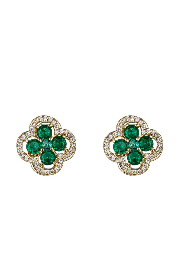 Earrings Eye Candy LA Cici Green CZ Stud Earrings