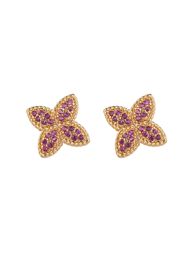Earrings Eye Candy LA Sophia Flower CZ Stud Earrings