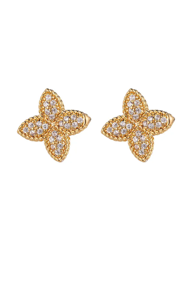 Earrings Eye Candy LA Sophia Flower CZ Stud Earrings