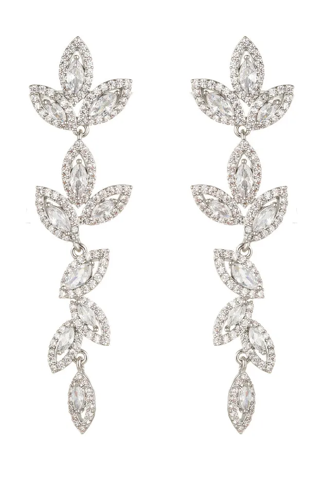 Earrings Eye Candy LA Tara CZ Clear Drop Earrings