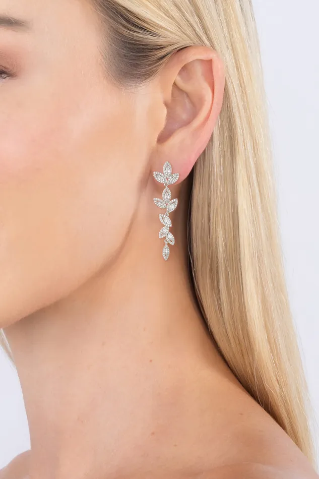 Earrings Eye Candy LA Tara CZ Clear Drop Earrings