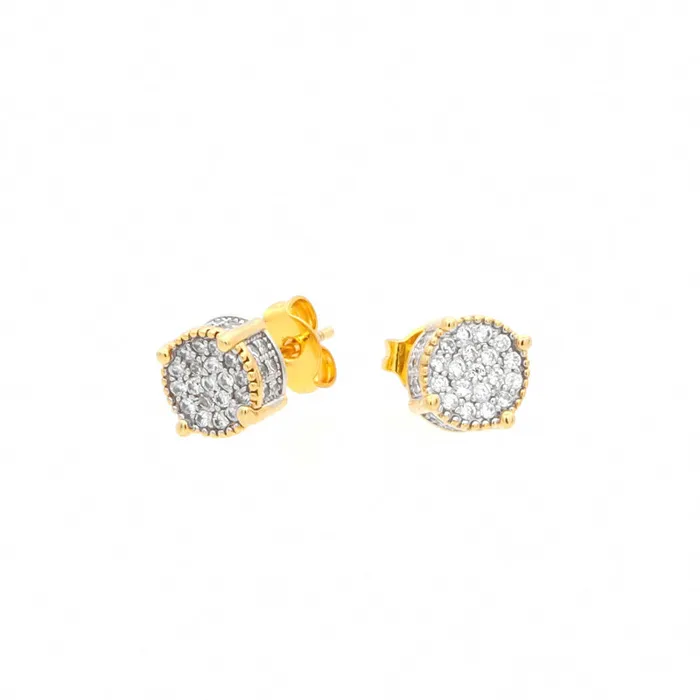 Earrings Glitters Iced Out Round Stud Earrings Gold