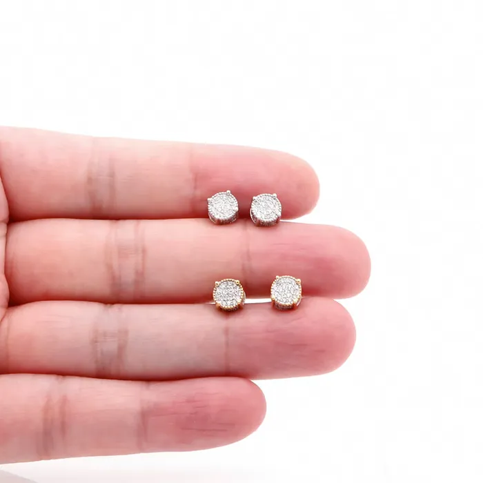 Earrings Glitters Iced Out Round Stud Earrings Gold