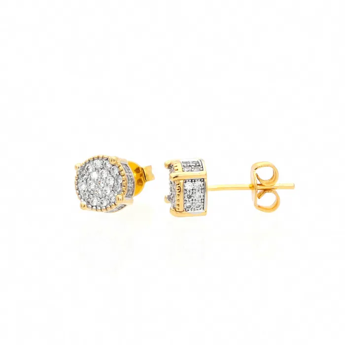Earrings Glitters Iced Out Round Stud Earrings Gold