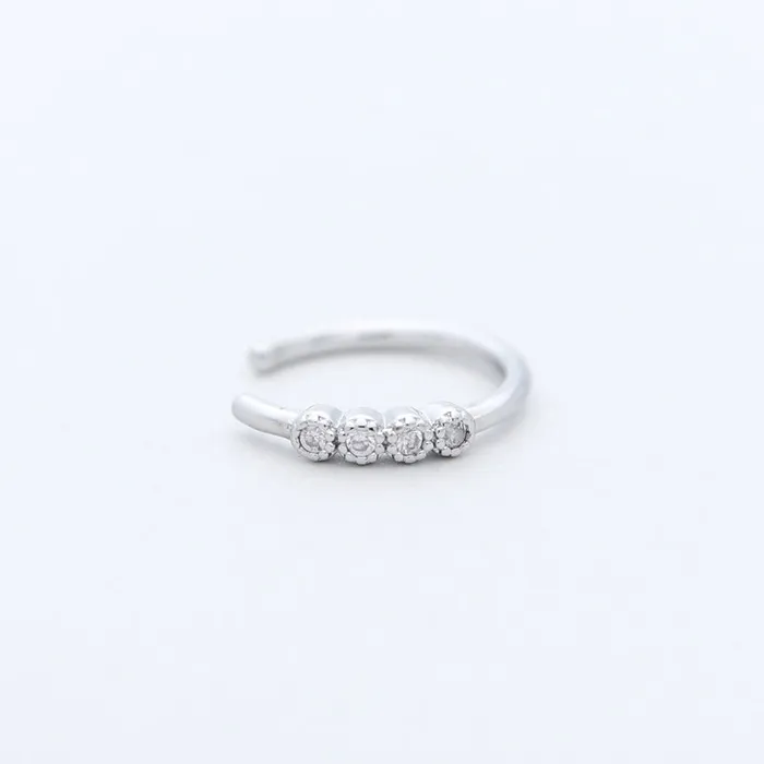 Earrings Glitters One Line CZ Ear Cuff Silver
