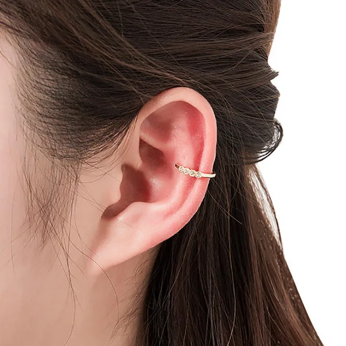 Earrings Glitters One Line CZ Ear Cuff Silver