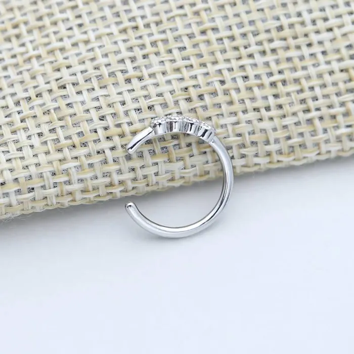 Earrings Glitters One Line CZ Ear Cuff Silver