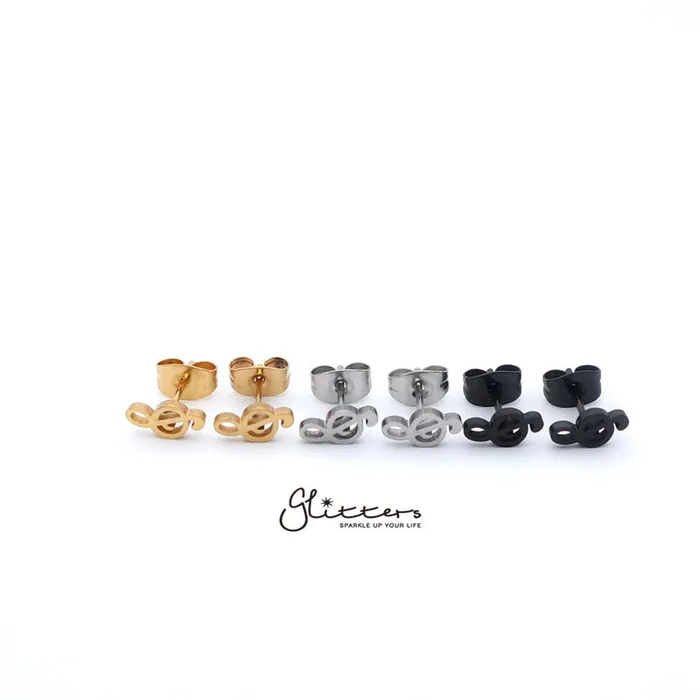 Earrings Glitters Stainless Steel Music Note Treble Clef Stud EarringsSilver Gold Black Earrings Glitters Stainless Steel Music Note Treble Clef Stud EarringsSilver Gold Black