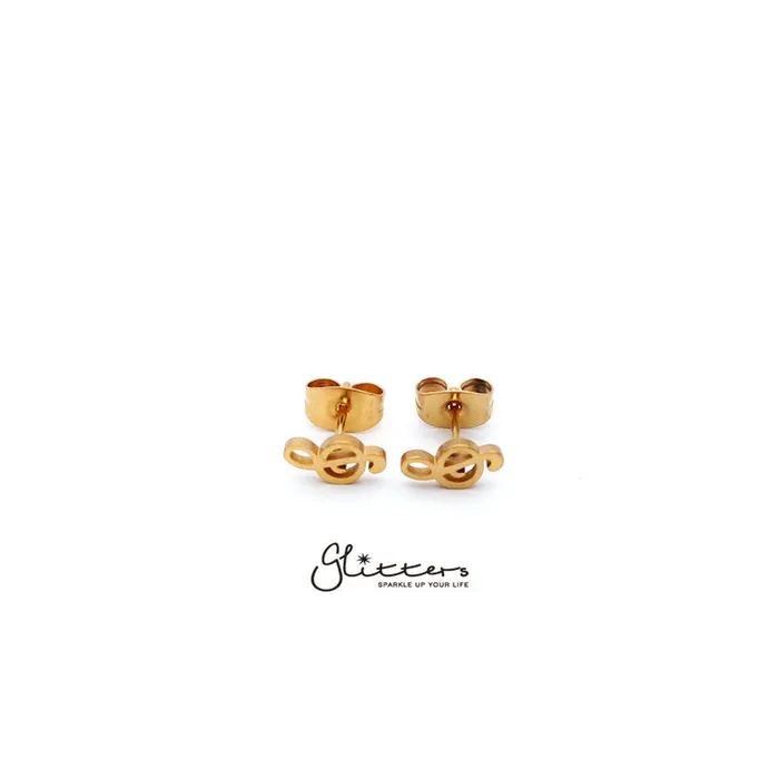 Earrings Glitters Stainless Steel Music Note Treble Clef Stud EarringsSilver Gold Black