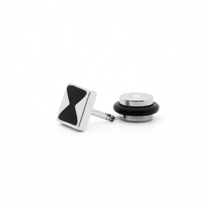 Earrings Glitters Stainless Steel Square Fake Plug Earring