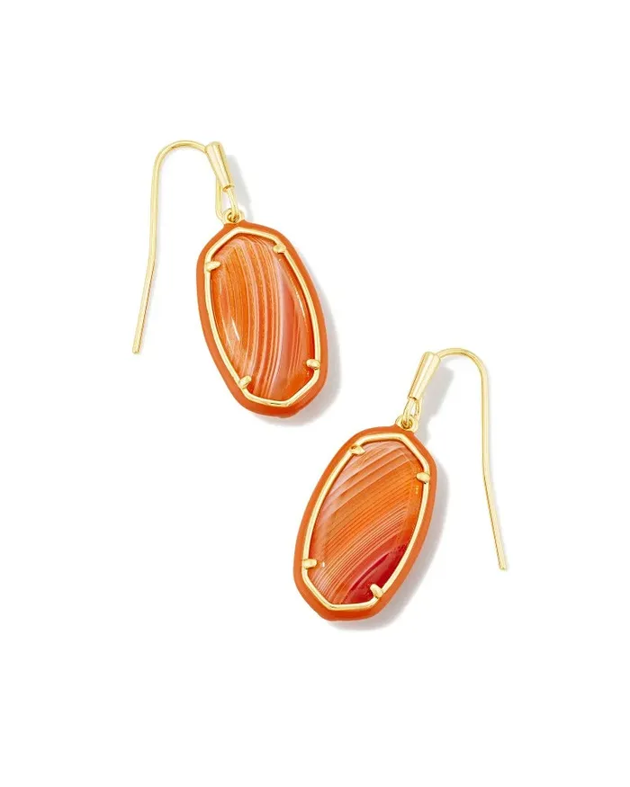 Earrings Gold Tone Earrings Featuring Orange Banded Agate by Kendra Scott KENDRA SCOTT