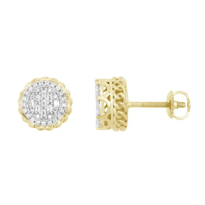 Earrings LADIES EARRINGS 025CT ROUNDBAGUETTE DIAMOND 10K YELLOW GOLD AV