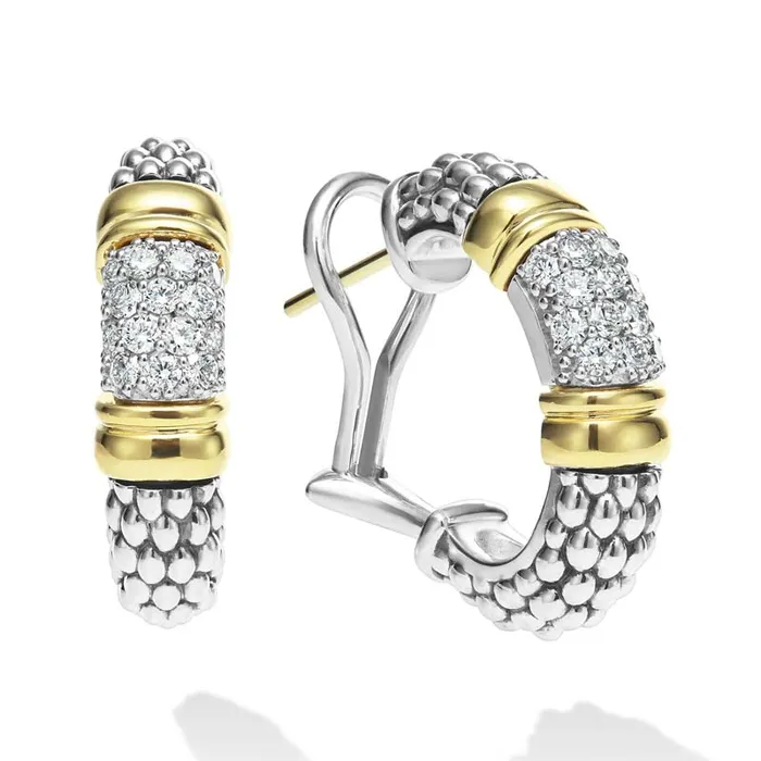 Earrings Signature Caviar TwoTone Caviar Diamond Hoop Earrings LAGOS