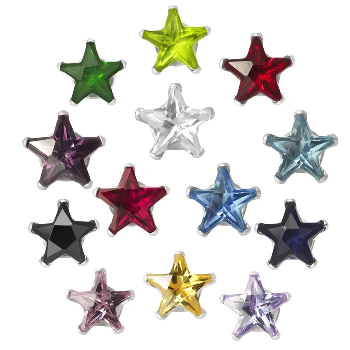 Earrings Teeda EZ2490 Star CZ Stud Earrings 6mm