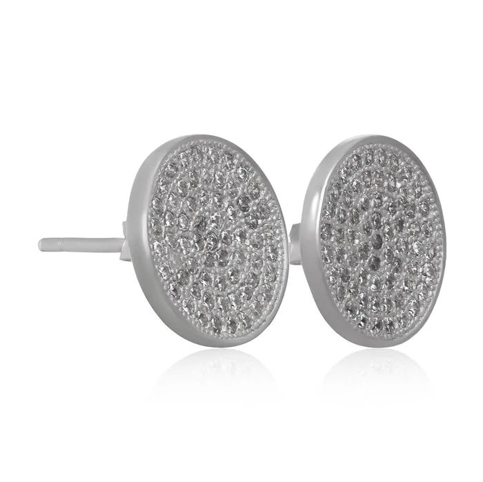 Earrings Teeda EZ7061 Disc Micropav Cubic Zirconia Earrings