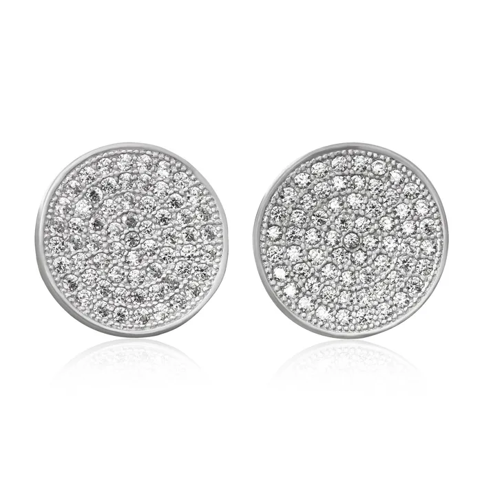Earrings Teeda EZ7061 Disc Micropav Cubic Zirconia Earrings
