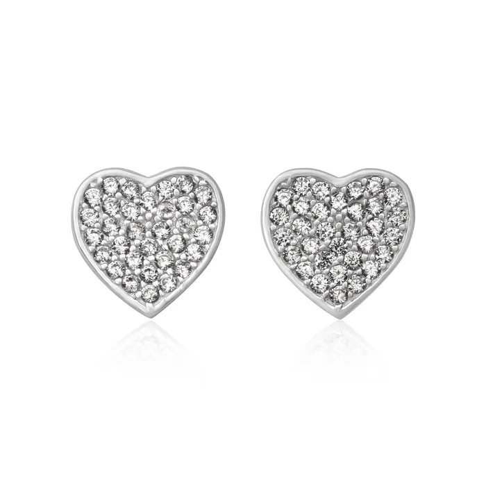 Earrings Teeda EZ7066 Pav Heart Cubic Zirconia Earrings