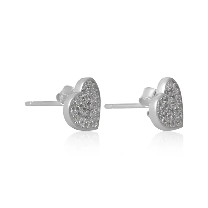 Earrings Teeda EZ7066 Pav Heart Cubic Zirconia Earrings