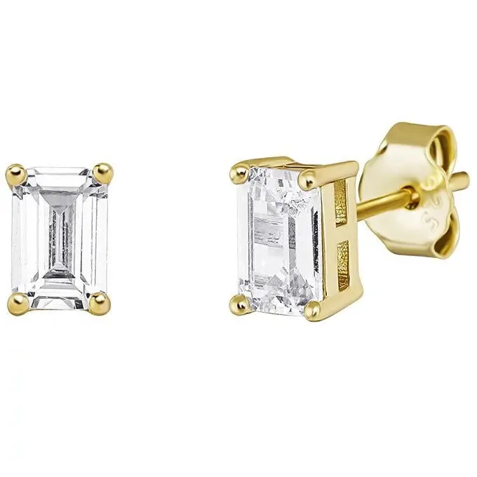 Earrings The Icetruck Iced Baguette Stud Earrings in Yellow Vermeil